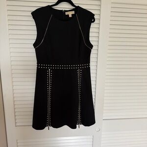 Michael Kors Black Mini Dress with Silver Accents